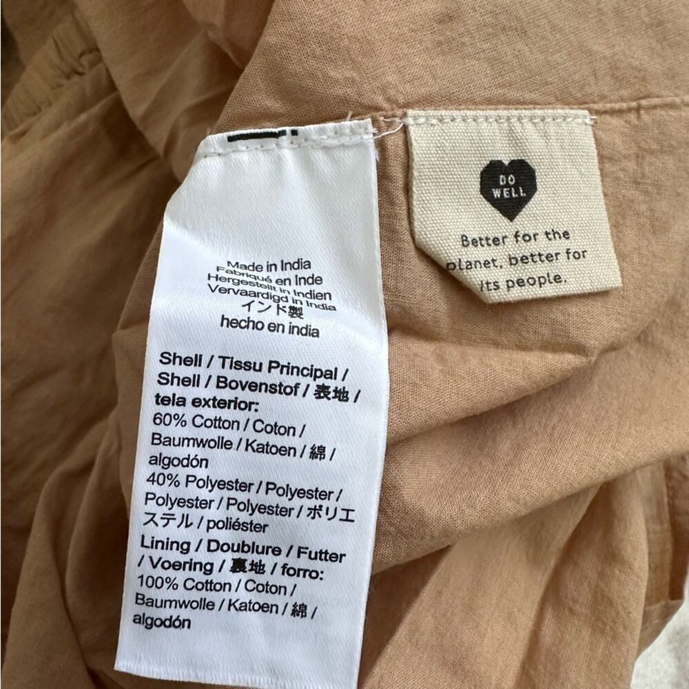 Madewell Seersucker Puff-Sleeve Cutout Mini Dress in Seed Khaki Style NF870 NEW - Picture 8 of 9